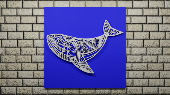 mur décoration baleine art 3d print model - Mito3D
