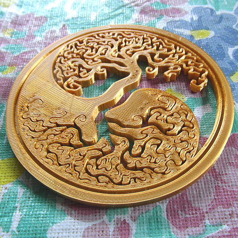 decorazione della parete yin yang albero di vita casa simbolo la murale 3D print model - Mito3D