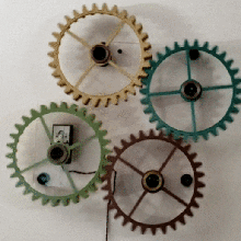 wall gears art kinetic scuplture mechanical interactive 3d print model - Mito3D