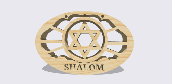 wall hanging decoration 'shalom' 'star david jewish gift shalom star 6 points spiritual decor protection harmony talisman family home modern religious art holy land banner traditional gifts symbol sign 3d print model - Mito3D