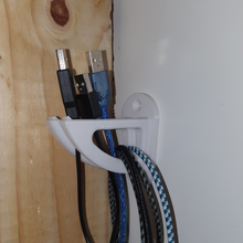 pared gancho cables USB hdmi apoyo almacenamiento cable fijación 3d print model - Mito3D