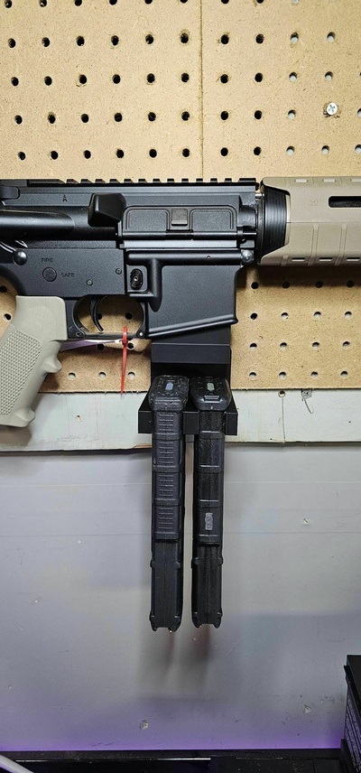 wall mounted ar floating mount magazine slots ar15 3d print model - Mito3D
