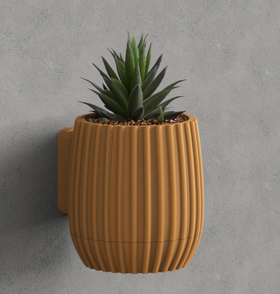 wall mounted planter pot drip tray - series design plant home decor dish modern flower succulent 3d print model - Mito3D