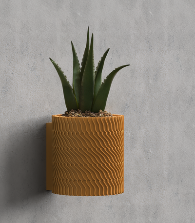 wall mounted planter pot drip tray - wave ripple design plant home decor dish modern flower succulent beach sea 3d print model - Mito3D