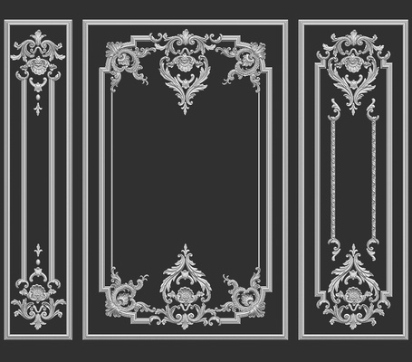 parete pannello classico decorazione 36 3d modello scolpito collezione arredamento architettonico mobilia ornamento antico arte romano greco barocco decorativo cnc 3d print model - Mito3D
