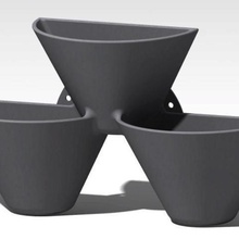 wall pot 3 compartments home flower 3d triple 3d print model - Mito3D