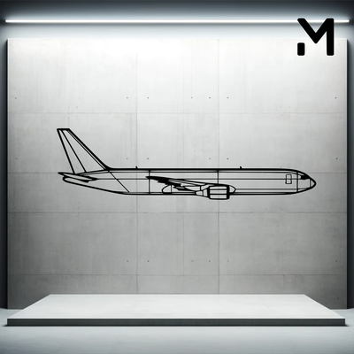 parede silhueta 767 300f arte 2d 3d aeroespacial avião decoração decorativo projeto casa modelo redimensionável 3d print model - Mito3D