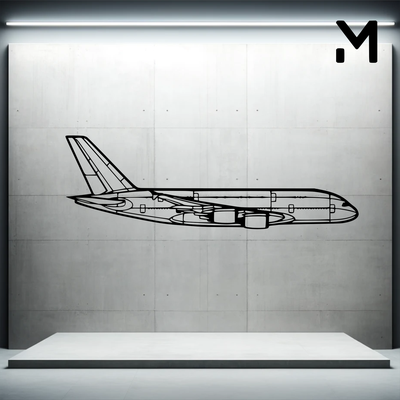 parede silhueta a380 800 arte 2d 3d aeroespacial avião decoração decorativo projeto casa modelo redimensionável 3d print model - Mito3D
