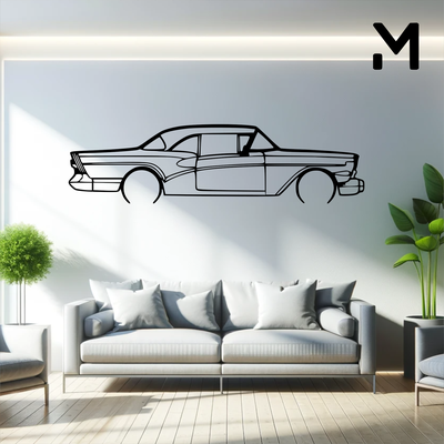 wall silhouette buick - riviera 1957 art 2d 3d automotive car decor decoration decorative design home model resizable 3d print model - Mito3D