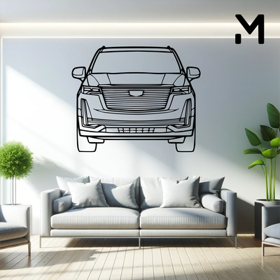 wall silhouette cadillac - escalade 2022 art 2d 3d automotive car decor decoration decorative design home model resizable 3d print model - Mito3D