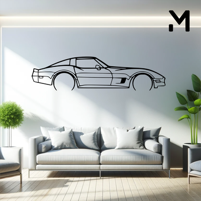 duvar siluet chevrolet 1982 korvet sanat 2d 3d otomotiv araba dekor dekorasyon dekoratif tasarım ev model yeniden boyutlandırılabilir 3d print model - Mito3D