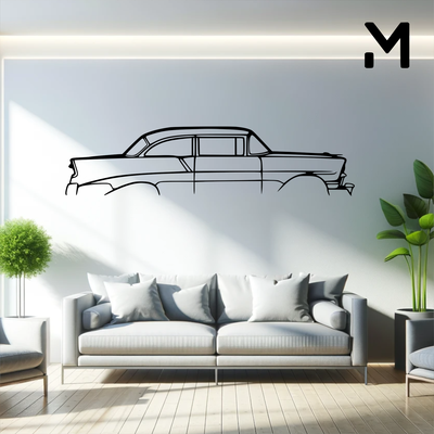 mur silhouette chevrolet 210 1956 art 2d 3d automobile voiture décor décoration décoratif conception accueil maison modèle redimensionnable 3d print model - Mito3D