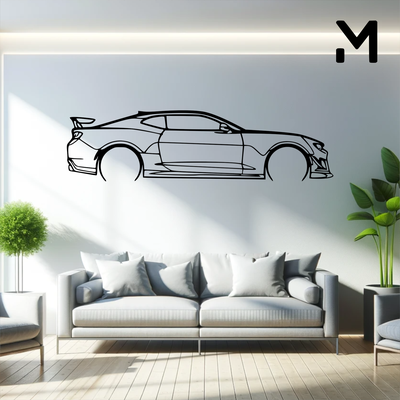 wall silhouette chevrolet - 3538 2018 camaro zl1 art 2d 3d automotive car decor decoration decorative design home model resizable 3d print model - Mito3D