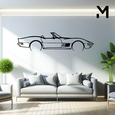 duvar siluet chevrolet 71 korvet sanat 2d 3d otomotiv araba dekor dekorasyon dekoratif tasarım ev model yeniden boyutlandırılabilir 3d print model - Mito3D