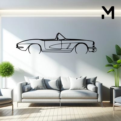 wall silhouette chevrolet - c1 cabrio art 2d 3d automotive car decor decoration decorative design home model resizable 3d print model - Mito3D