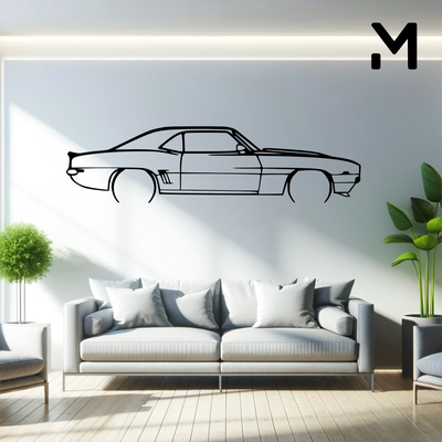 duvar siluet chevrolet camaro 69 sanat 2d 3d otomotiv araba dekor dekorasyon dekoratif tasarım ev model yeniden boyutlandırılabilir 3d print model - Mito3D