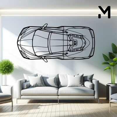 mauer silhouette chevrolet korvette c8 kunst 2d 3d automobil wagen dekor dekoration dekorativ design zuhause haus modell größe veränderbar 3d print model - Mito3D