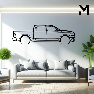 wall silhouette dodge - 3757 ram rebel 2019 art 2d 3d automotive car decor decoration decorative design home model resizable 3d print model - Mito3D