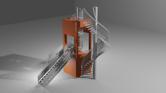 wall stairs 3d print model - Mito3D