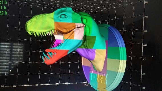 wall support t-rex 60 centimetres high 42 pieces mural dinosaur 3d print model - Mito3D