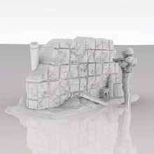 wall terrain architecture buildings structures wargame miniature bunker 3d print model - Mito3D