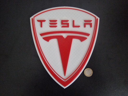 parete tesla logo gadget cresta modello s 3 x y roadster cybertruck 3d print model - Mito3D