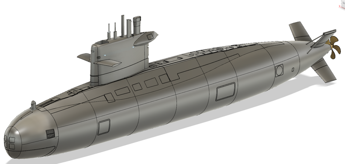 tricheco classe sottomarino 1 50 scala rc modello olandese Marina Militare 3d print model - Mito3D