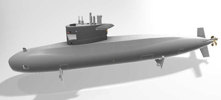 morsa clase submarino 1 60 escala diseño completar rc holandés Armada 3d print model - Mito3D