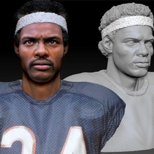 walter payton nfl star textured bust art sport football game rugby legend sports health athlete man people head human male portrait sculpt character olympic olympics games body face 3d print model - Mito3D