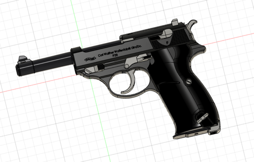 walther p38 handgun gun pistol wehrmacht 3d print model - Mito3D