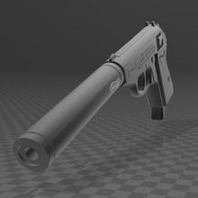 walther ppk suppressor various gun pistol firearm sidearm 9mm 3d print model - Mito3D