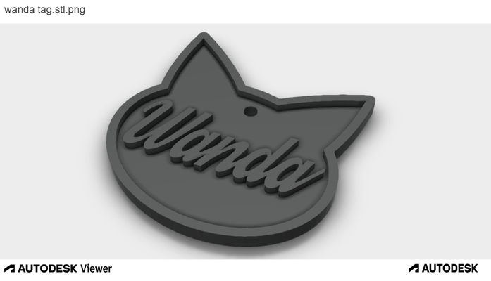wanda cat tag jewelry 3d print model - Mito3D