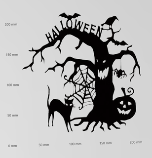 sticker mural Halloween arbre effrayant art silhouette deko kunst peintre und logos wohnung papier découpé 3d print model - Mito3D