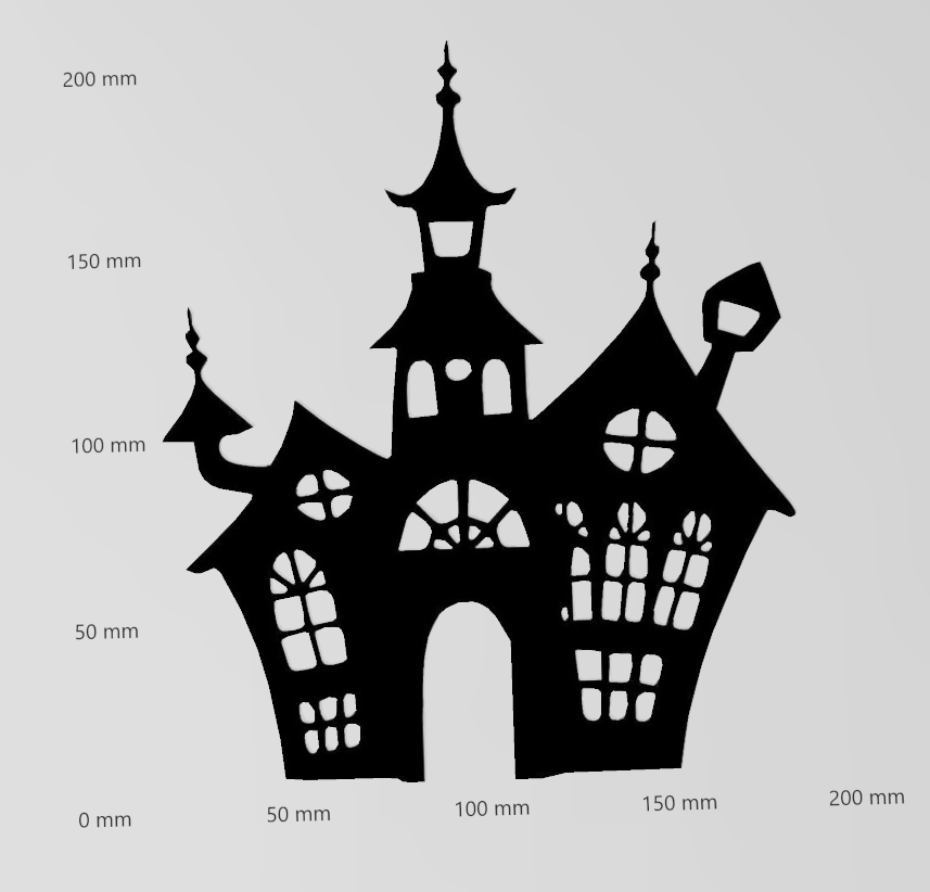 adesivo murale Halloween casa spaventosa silhouette Deko kunst pittore und loghi wohnung taglio carta 3D print model - Mito3D