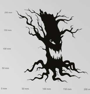 sticker mural Halloween effrayant baum silhouette deko kunst peintre und logos wohnung papier découpé 3d print model - Mito3D