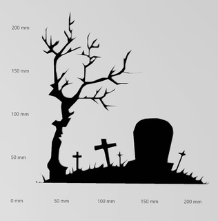 sticker mural Halloween effrayant cimetière silhouette deko kunst peintre und logos wohnung papier découpé 3d print model - Mito3D