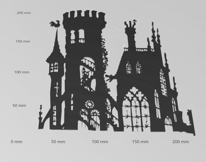 wandtattoo halloween gruselschloss Art silhouette deko kunst schilder und logos wohnung scherenschnitt 3d print model - Mito3D