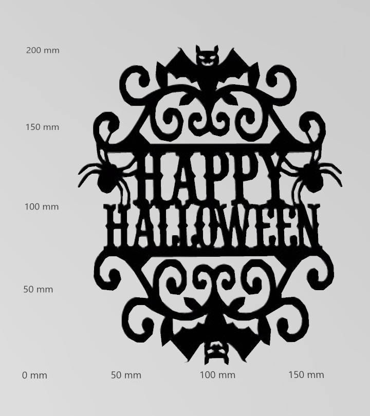 wandtattoo halloween happy emblem Art silhouette deko kunst schilder und logos wohnung scherenschnitt 3D print model - Mito3D