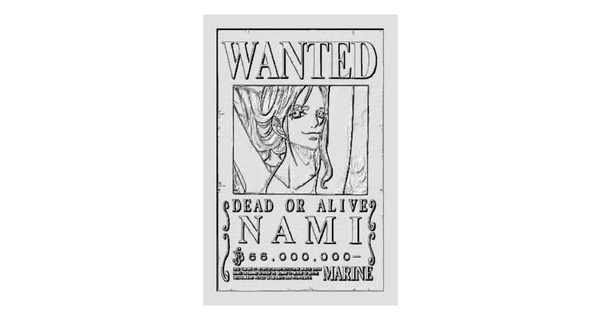 wanted piece nami onepiece pirate anime character card poster manga movie eiichiro oda 3d print model - Mito3D