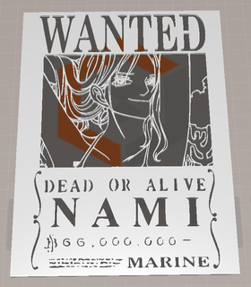 wanted poster nami onepeace pirate anime manga movie card 3d print model - Mito3D