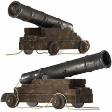 war cannon gun iron wood old 3d print model - Mito3D
