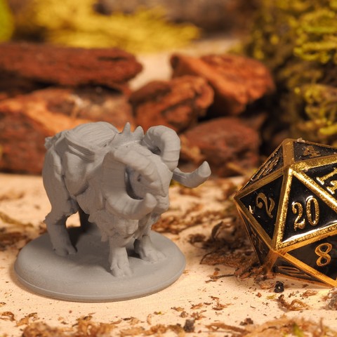 guerra ram - mesa em miniatura jogo criatura besta animais memória a arquivo stl Modelo 3d mini fantasia warhammer gloomhaven pathfinder papel fundamental jogos rpg tampo de dnd masmorras e dragões 3D print model - Mito3D