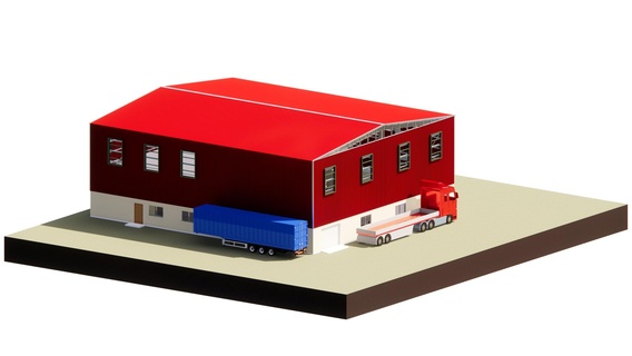 warehouse g+m steel structure 3d print model - Mito3D