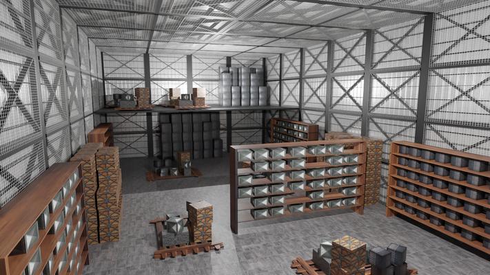 warehouse interior modular storage hangar industrial forklift building container cargo engine exterior factory industry house scene freight transport garage 3d print model - Mito3D