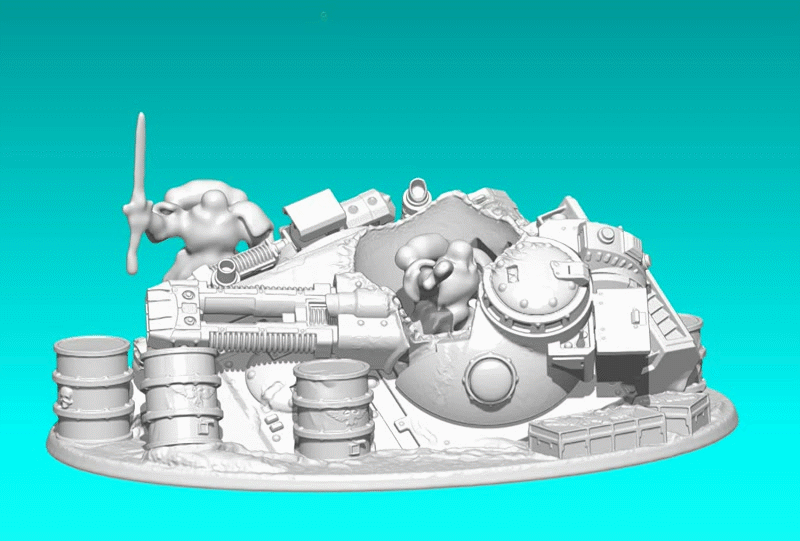wargaming miniature tank wreck 3D print model - Mito3D