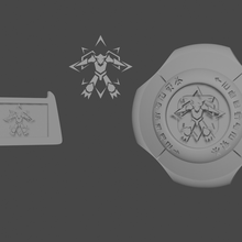wargreymon 3d modello digivice cresta emblema stl digimon 3d print model - Mito3D