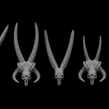 marteau guerre 40k cornu crânes ensemble Jeu citadelle squelette tête diorama OS crâne dommage base mâchoires mâchoire Sigmar âge klaxon 3d print model - Mito3D
