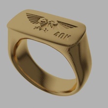 Kriegshammer 40k Kaiserliche Aquilla minimalistisch Oval Signet Ring 3d print model - Mito3D