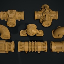 warhammer 40k modular pipework tabletop army necron thousand sons 3d print t'au tau pipe work system magnetize scenery battle mission secondary board game games toys scifi 3d print model - Mito3D