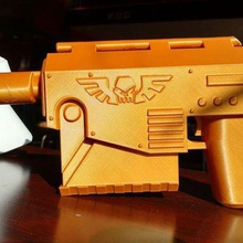 warhammer 40k las pistola jogo adereços arma pew laser imperium imperiam blaster 3d print model - Mito3D